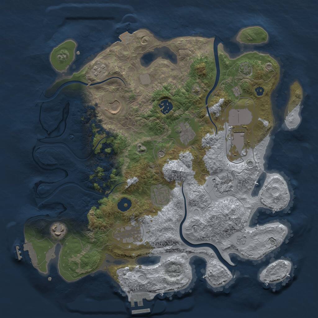 Rust Map: Procedural Map, Size: 3500, Seed: 814644034, 15 Monuments