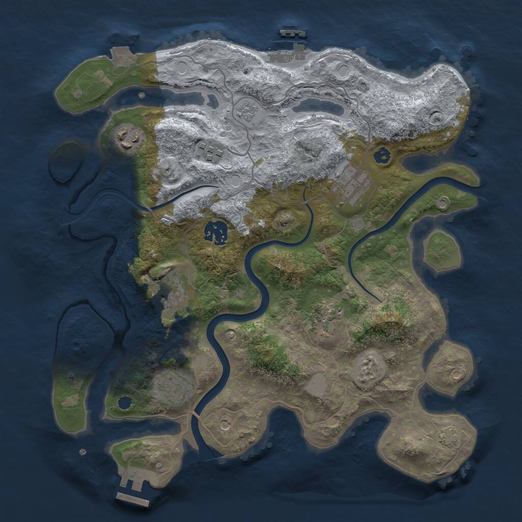 Rust Map: Procedural Map, Size: 3200, Seed: 666666, 13 Monuments