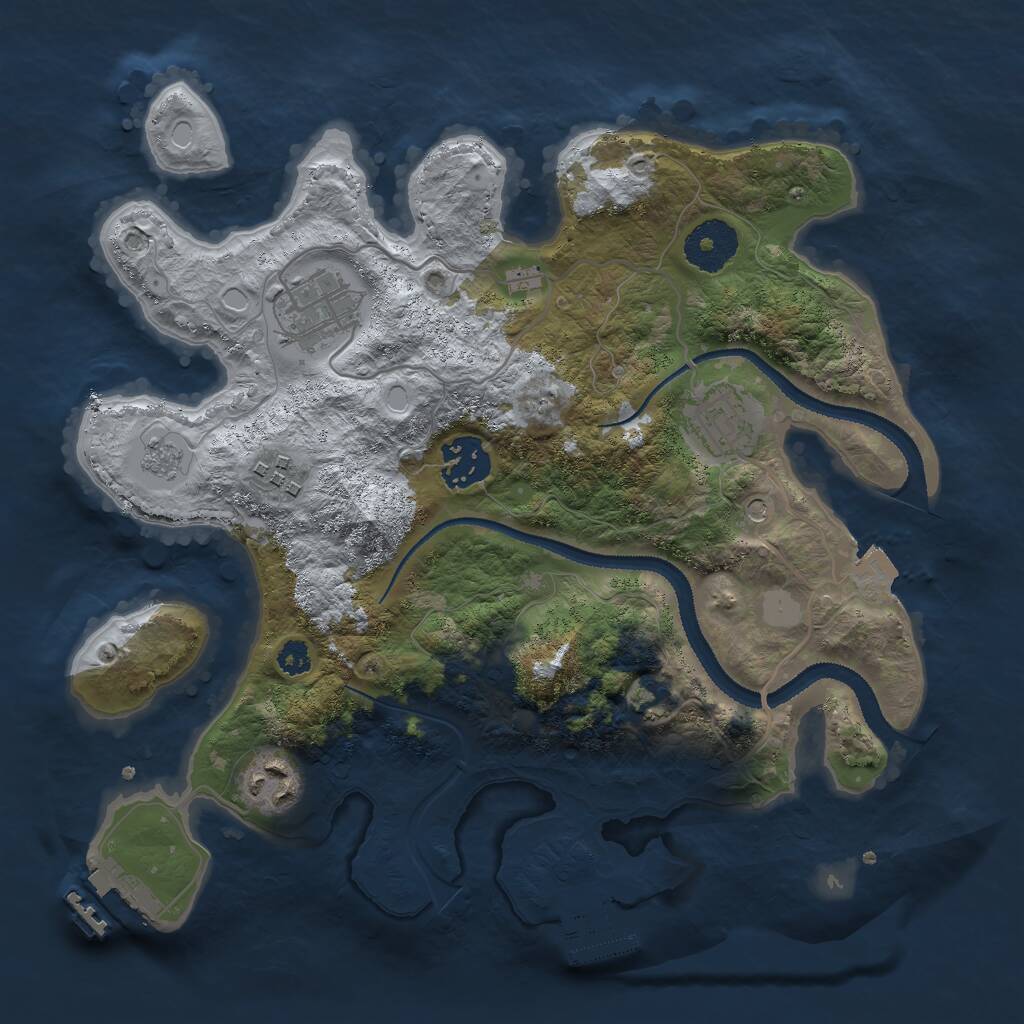 Rust Map: Procedural Map, Size: 3000, Seed: 2108438410, 11 Monuments