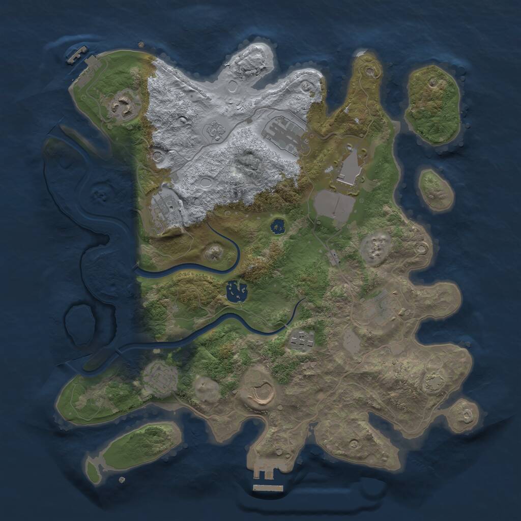 Rust Map: Procedural Map, Size: 3500, Seed: 1939355130, 15 Monuments