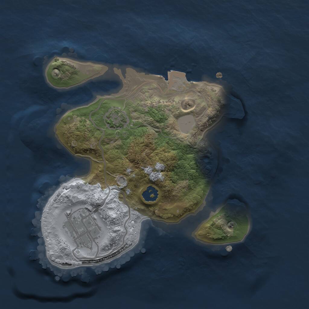 Rust Map: Procedural Map, Size: 2000, Seed: 4250, 3 Monuments