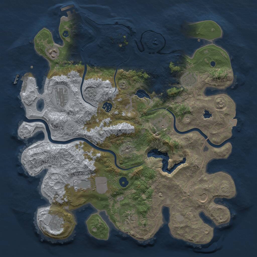 Rust Map: Procedural Map, Size: 4000, Seed: 23255, 16 Monuments