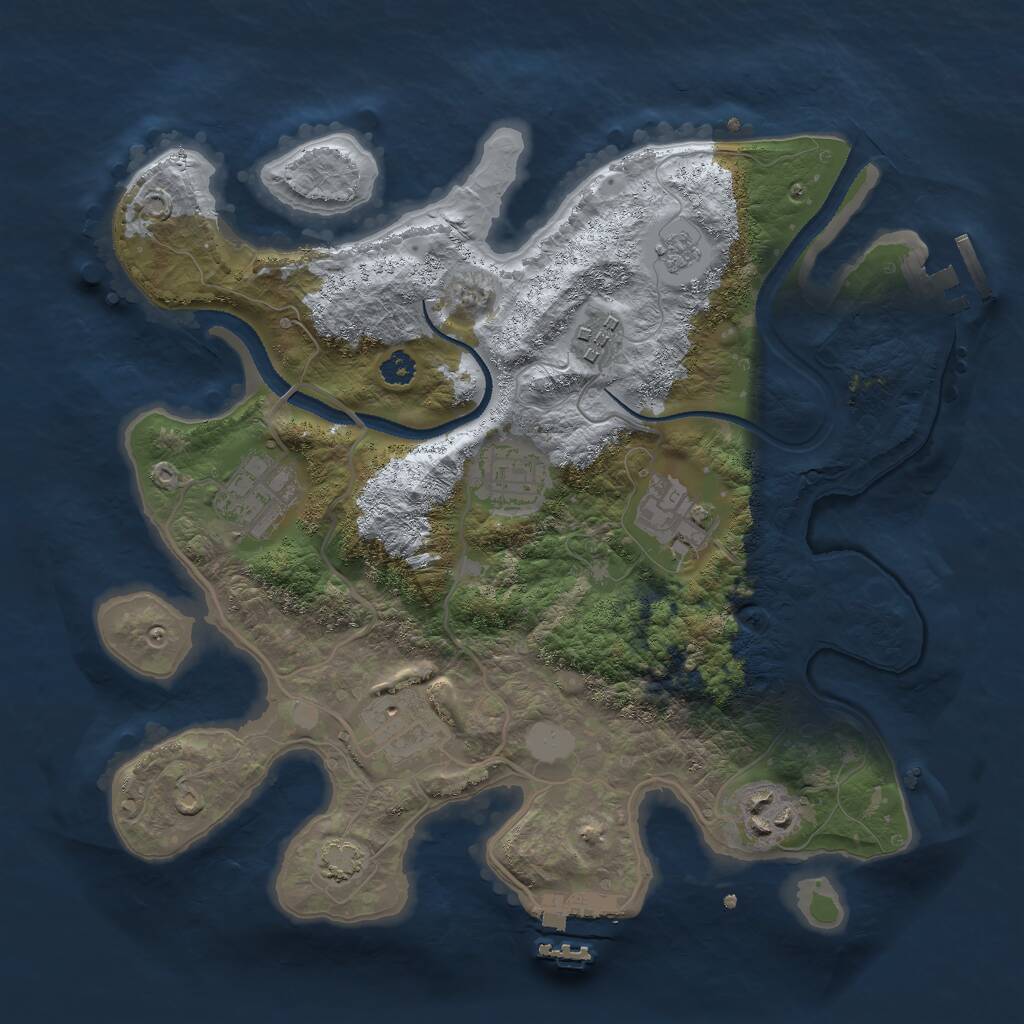 Rust Map: Procedural Map, Size: 3000, Seed: 713722399, 11 Monuments