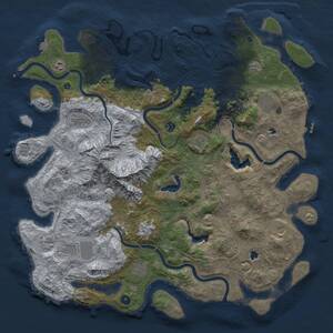 Thumbnail Rust Map: Procedural Map, Size: 5000, Seed: 60163137, 19 Monuments