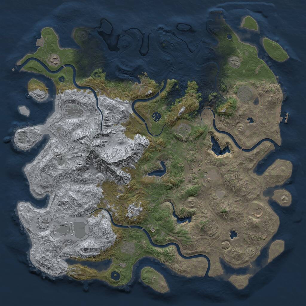 Rust Map: Procedural Map, Size: 5000, Seed: 60163137, 17 Monuments