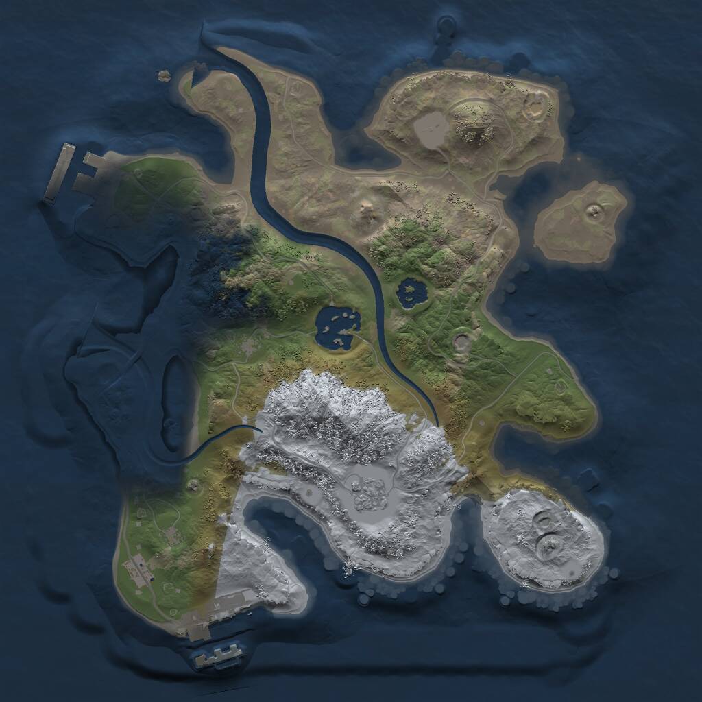 Rust Map: Procedural Map, Size: 2301, Seed: 1006653374, 5 Monuments