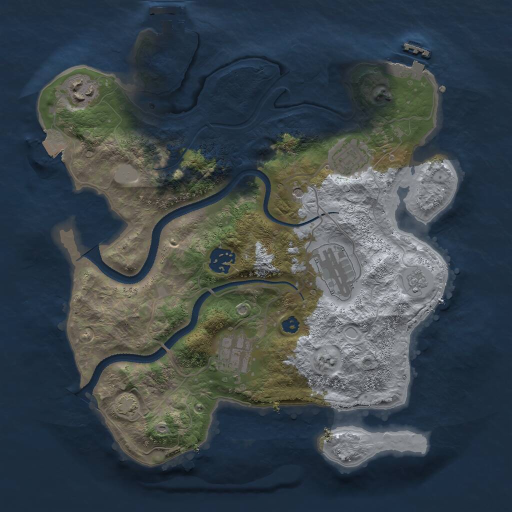 Rust Map: Procedural Map, Size: 3000, Seed: 1923090707, 11 Monuments