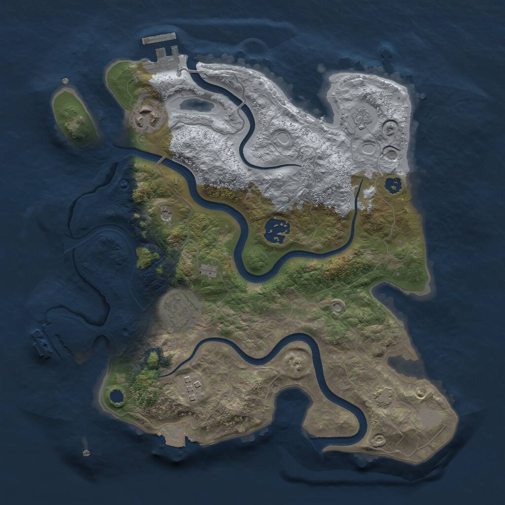 Rust Map: Procedural Map, Size: 3000, Seed: 1628262588, 10 Monuments