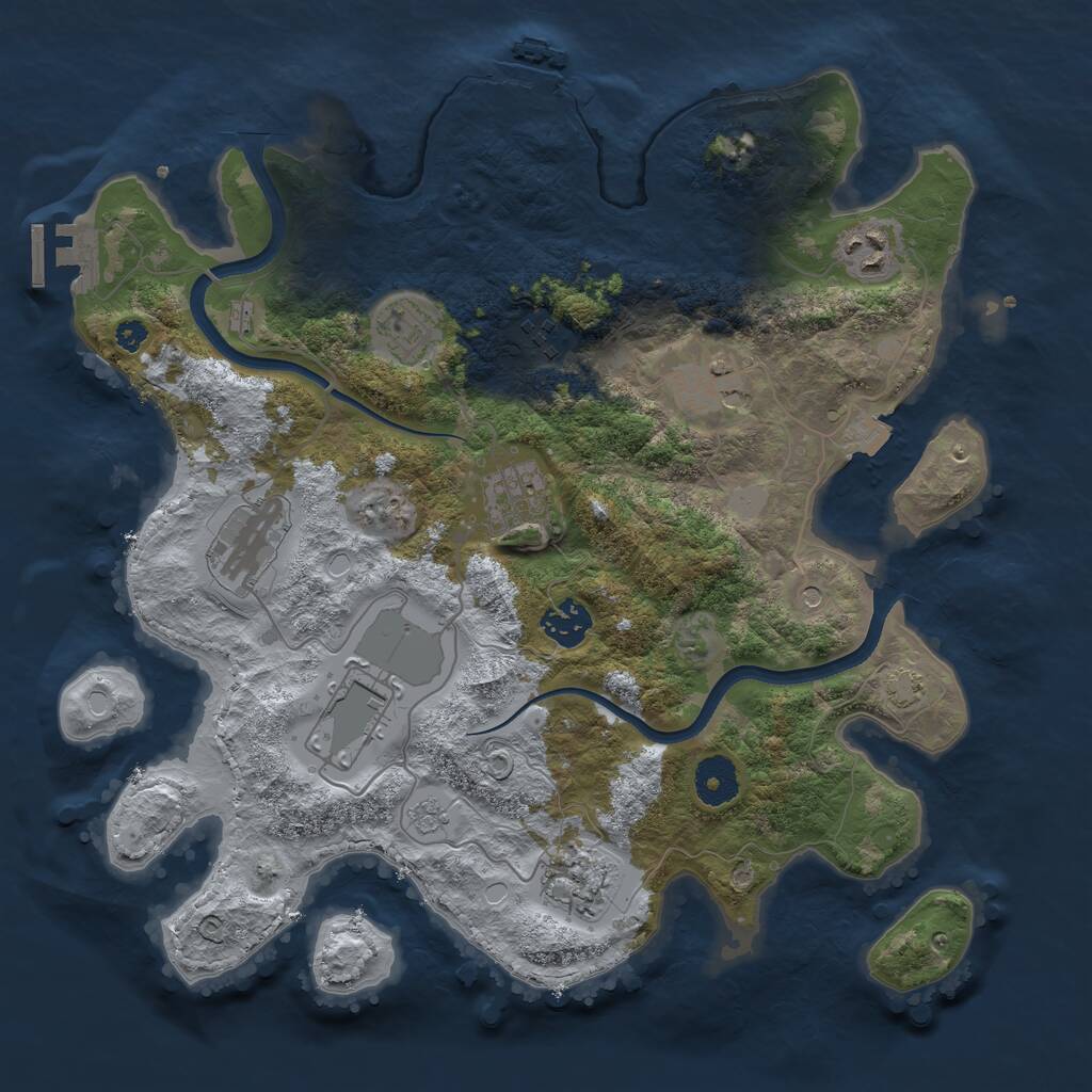 Rust Map: Procedural Map, Size: 3500, Seed: 354609133, 15 Monuments