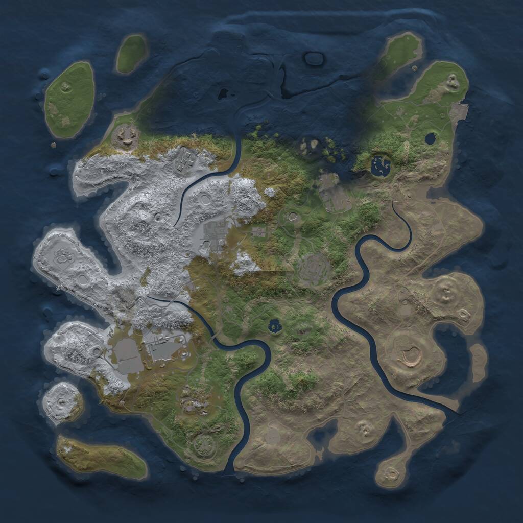 Rust Map: Procedural Map, Size: 3800, Seed: 425891, 14 Monuments