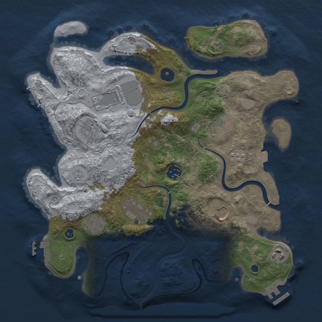 Rust Map: Procedural Map, Size: 3500, Seed: 1333558329, 15 Monuments