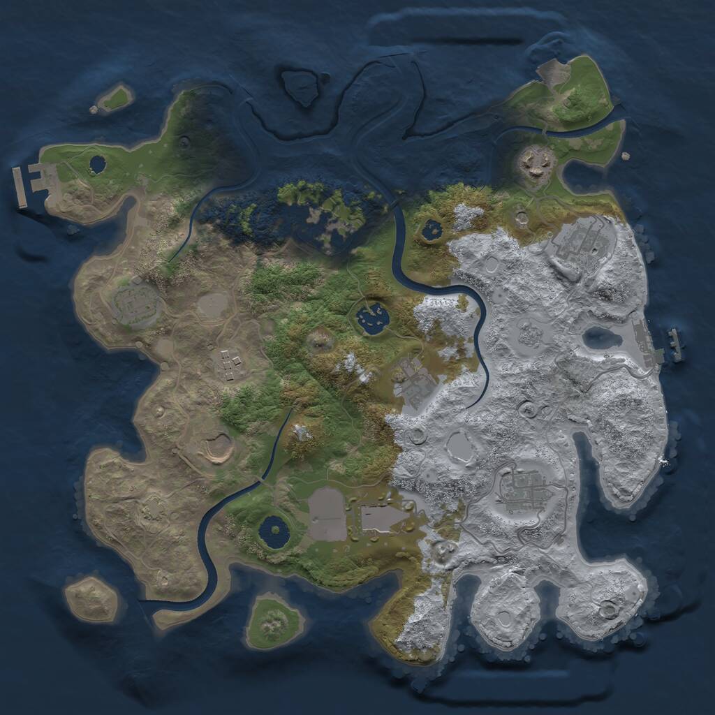 Rust Map: Procedural Map, Size: 3500, Seed: 1640547210, 16 Monuments