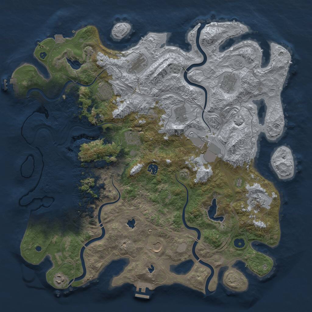 Rust Map: Procedural Map, Size: 4500, Seed: 368329893, 17 Monuments