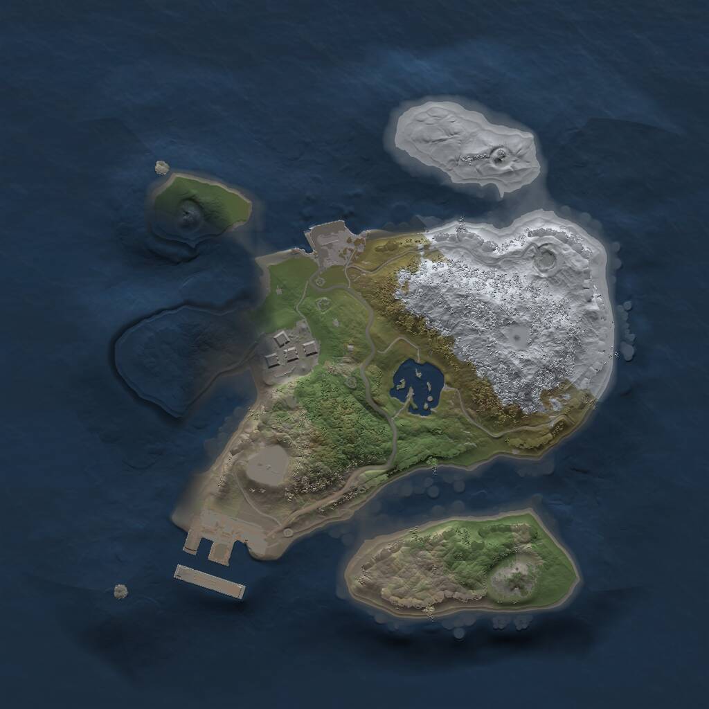 Rust Map: Procedural Map, Size: 2000, Seed: 9895, 4 Monuments