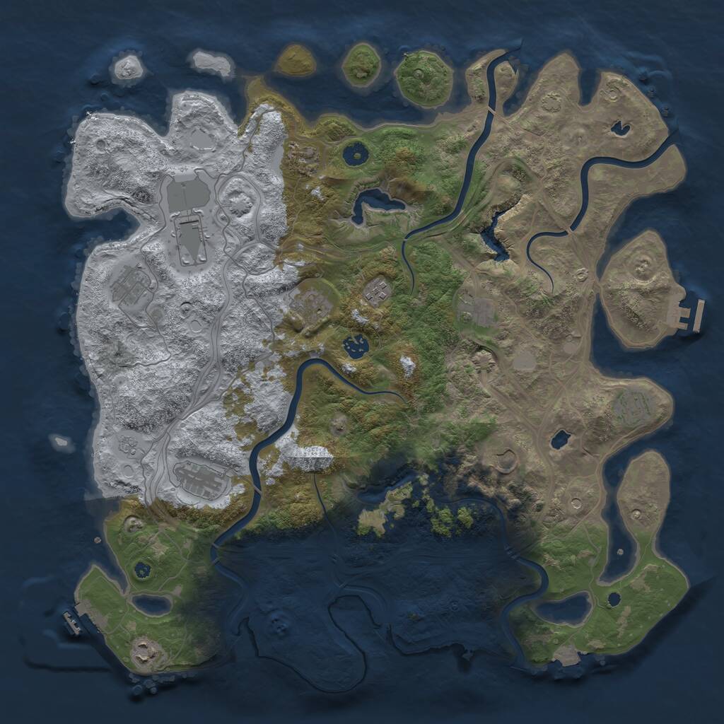 Rust Map: Procedural Map, Size: 4500, Seed: 2044527178, 17 Monuments