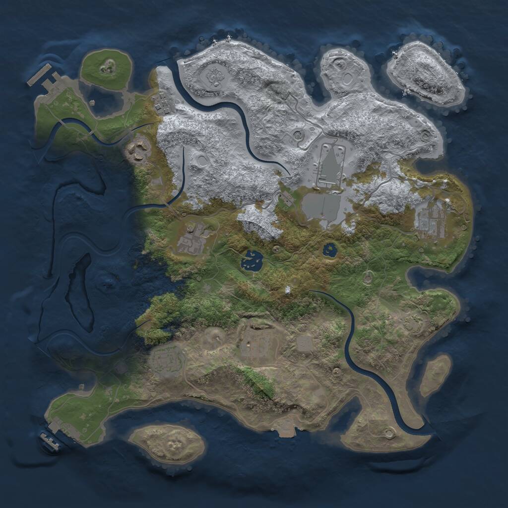 Rust Map: Procedural Map, Size: 3500, Seed: 1023713212, 14 Monuments