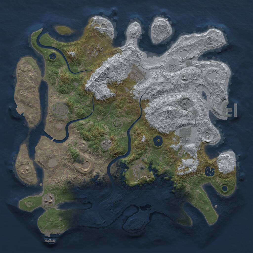 Rust Map: Procedural Map, Size: 3750, Seed: 172476502, 15 Monuments