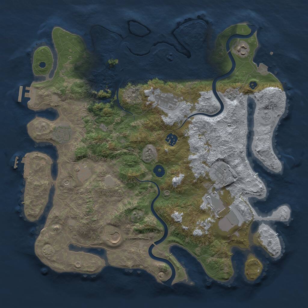 Rust Map: Procedural Map, Size: 3950, Seed: 1687687929, 15 Monuments
