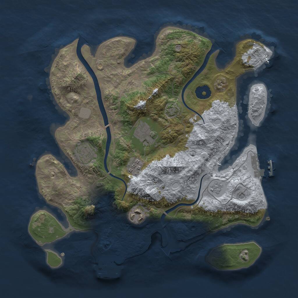 Rust Map: Procedural Map, Size: 3000, Seed: 684657114, 10 Monuments