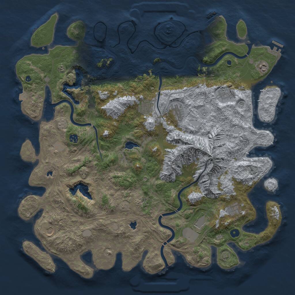 Rust Map: Procedural Map, Size: 5000, Seed: 324876, 17 Monuments
