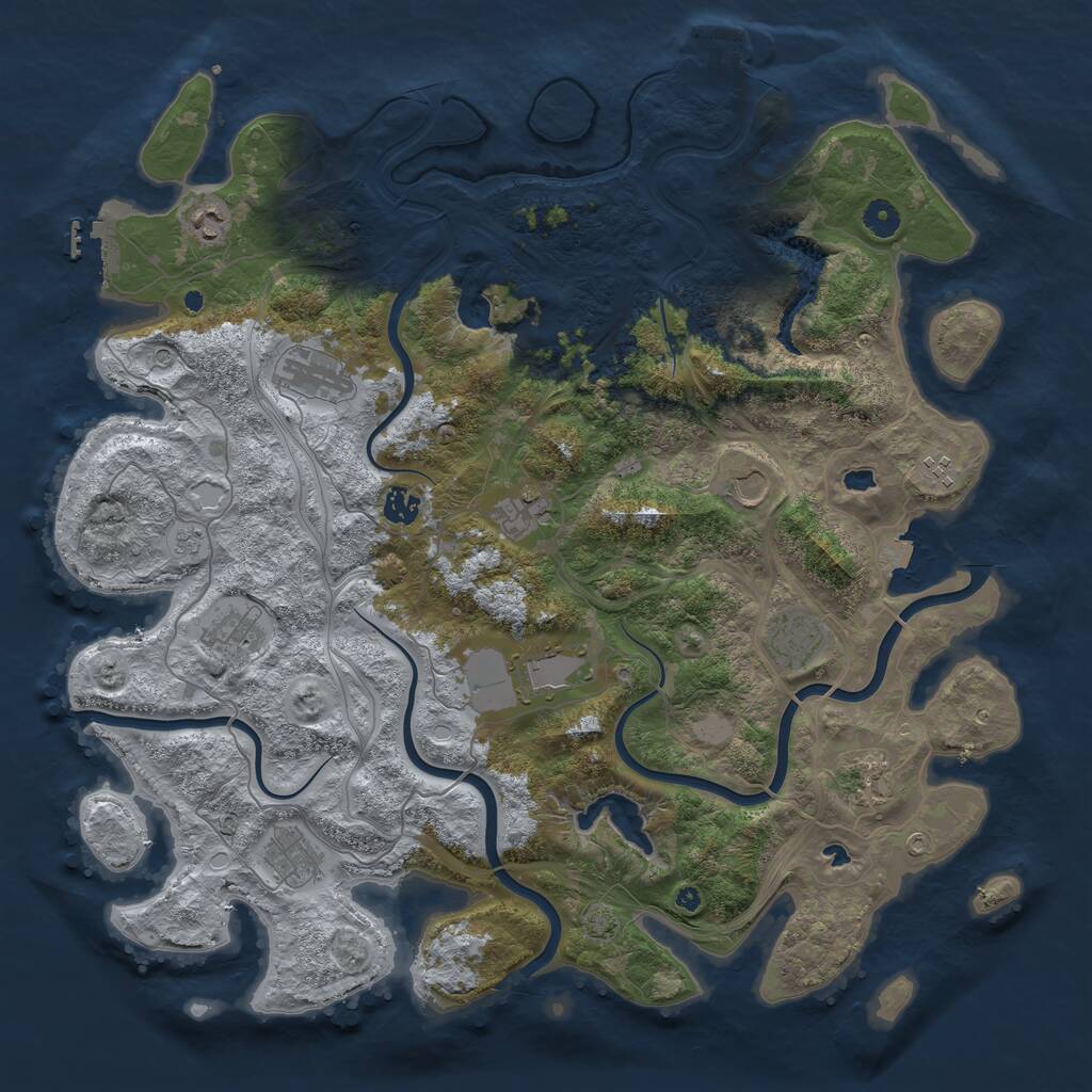 Rust Map: Procedural Map, Size: 4500, Seed: 1311765509, 17 Monuments