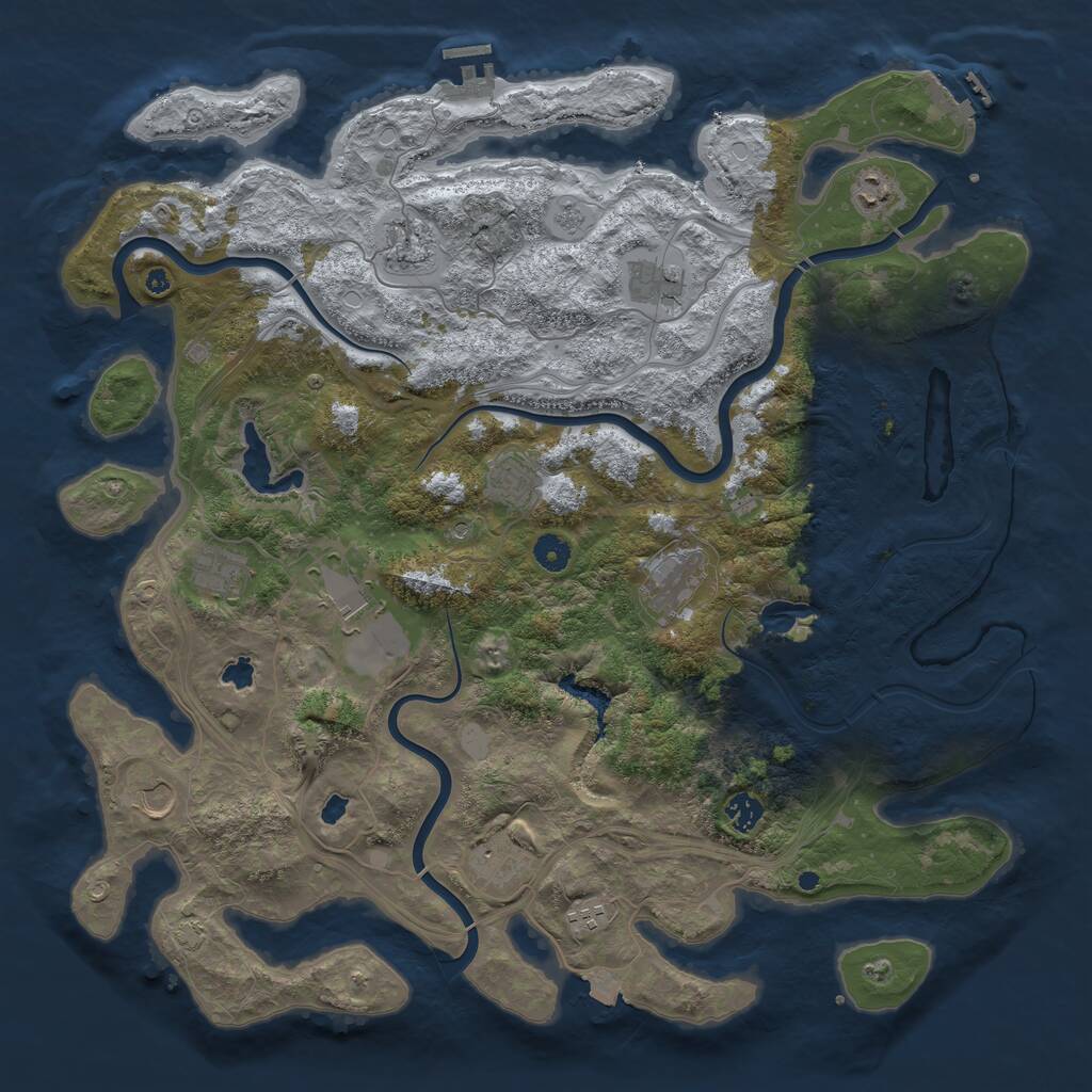 Rust Map: Procedural Map, Size: 4500, Seed: 193144087, 17 Monuments