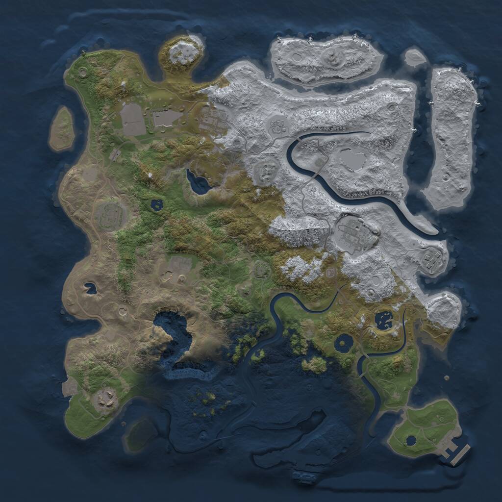 Rust Map: Procedural Map, Size: 4000, Seed: 1291415761, 14 Monuments