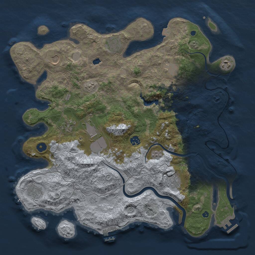 Rust Map: Procedural Map, Size: 4000, Seed: 6666667, 16 Monuments