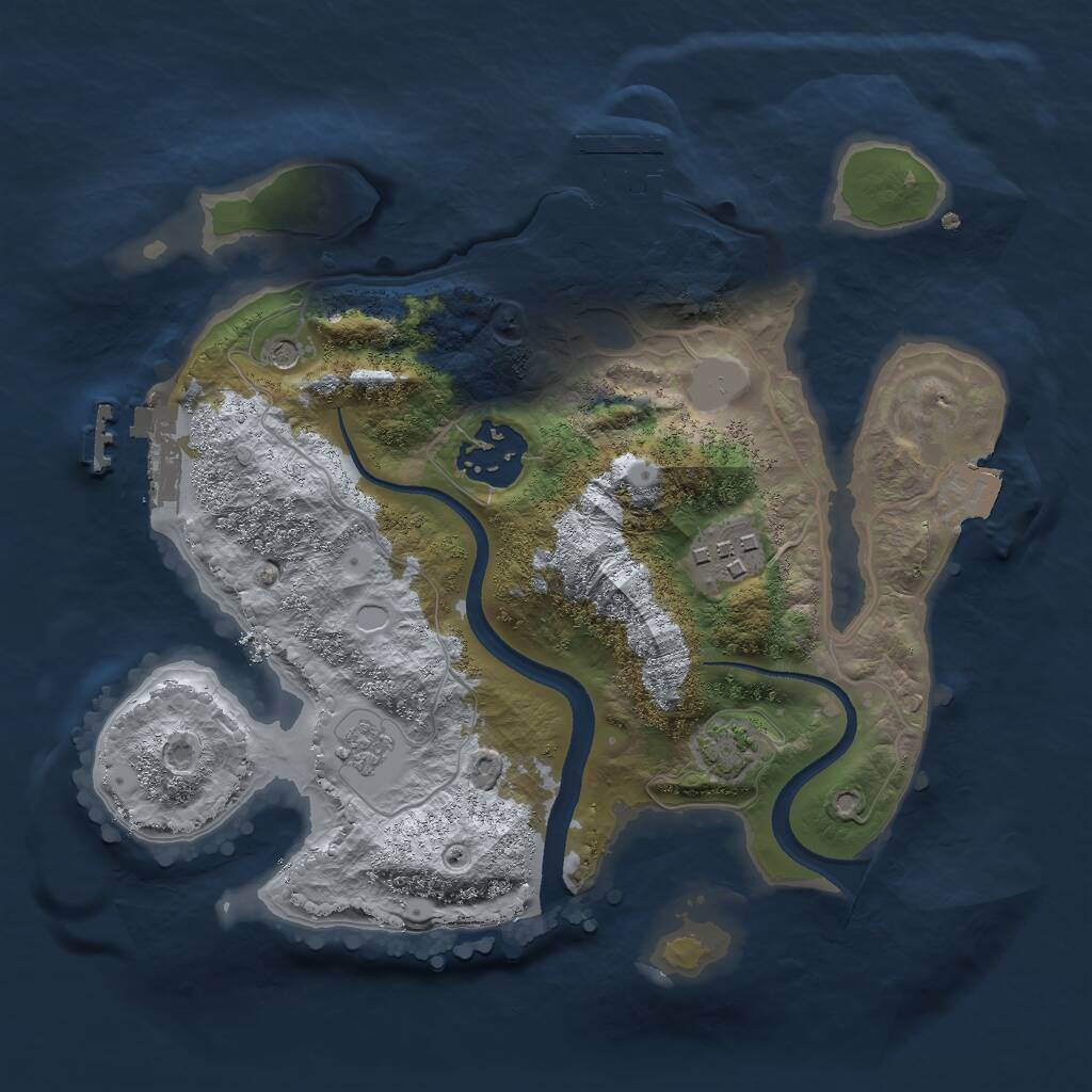 Rust Map: Procedural Map, Size: 2500, Seed: 119284689, 8 Monuments