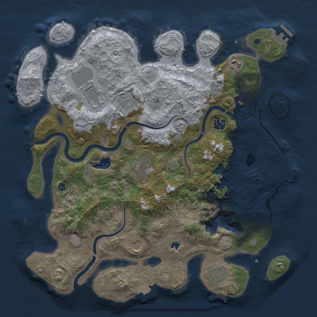 Rust Map: Procedural Map, Size: 4000, Seed: 1356441558, 14 Monuments