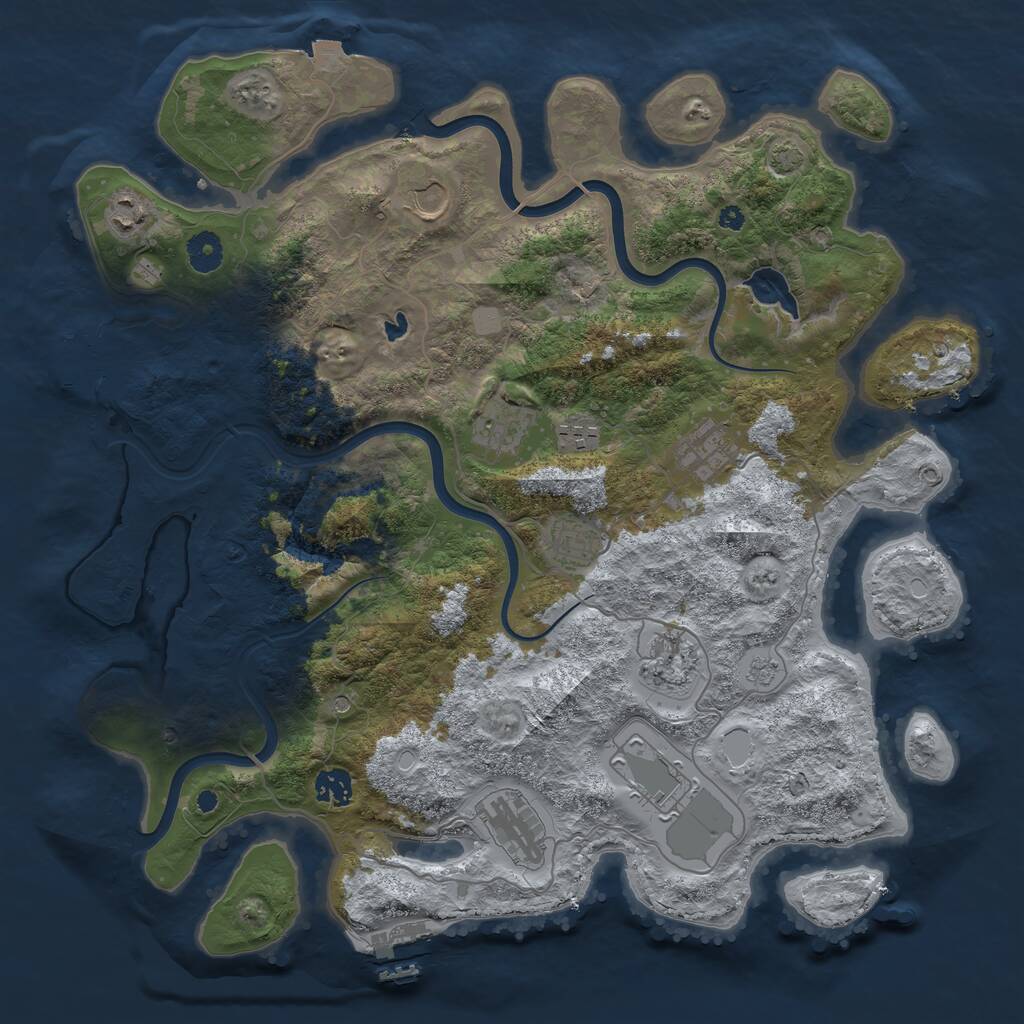 Rust Map: Procedural Map, Size: 4000, Seed: 195366, 16 Monuments