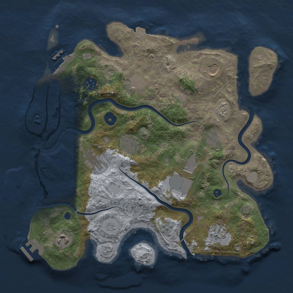Rust Map: Procedural Map, Size: 3500, Seed: 1404524832, 16 Monuments