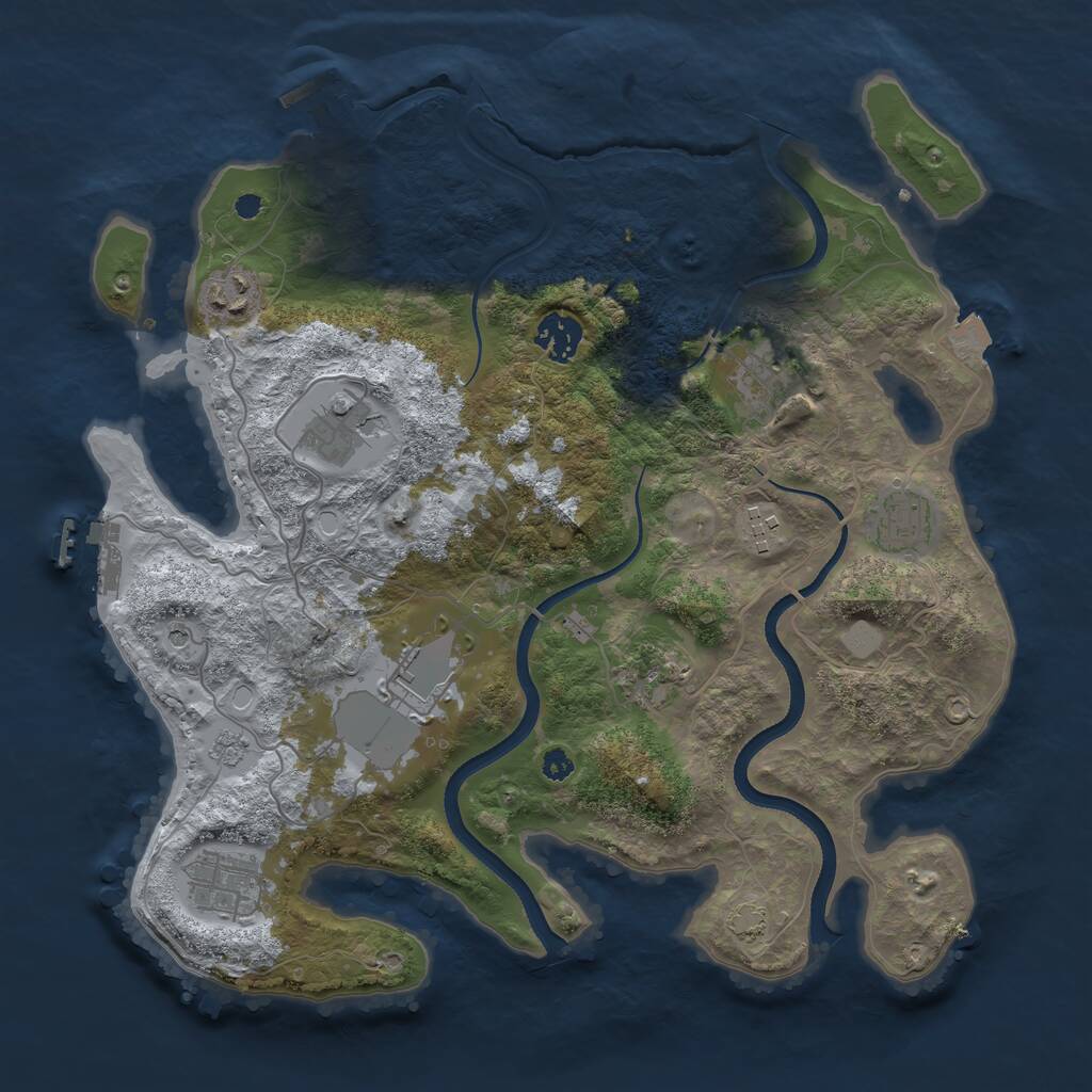 Rust Map: Procedural Map, Size: 3500, Seed: 715283305, 15 Monuments