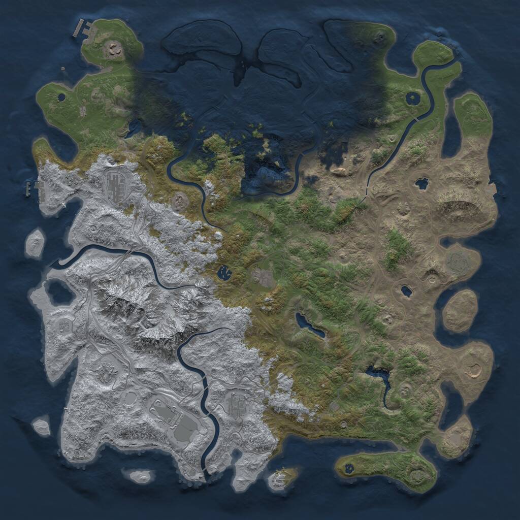 Rust Map: Procedural Map, Size: 5500, Seed: 1227577795, 17 Monuments