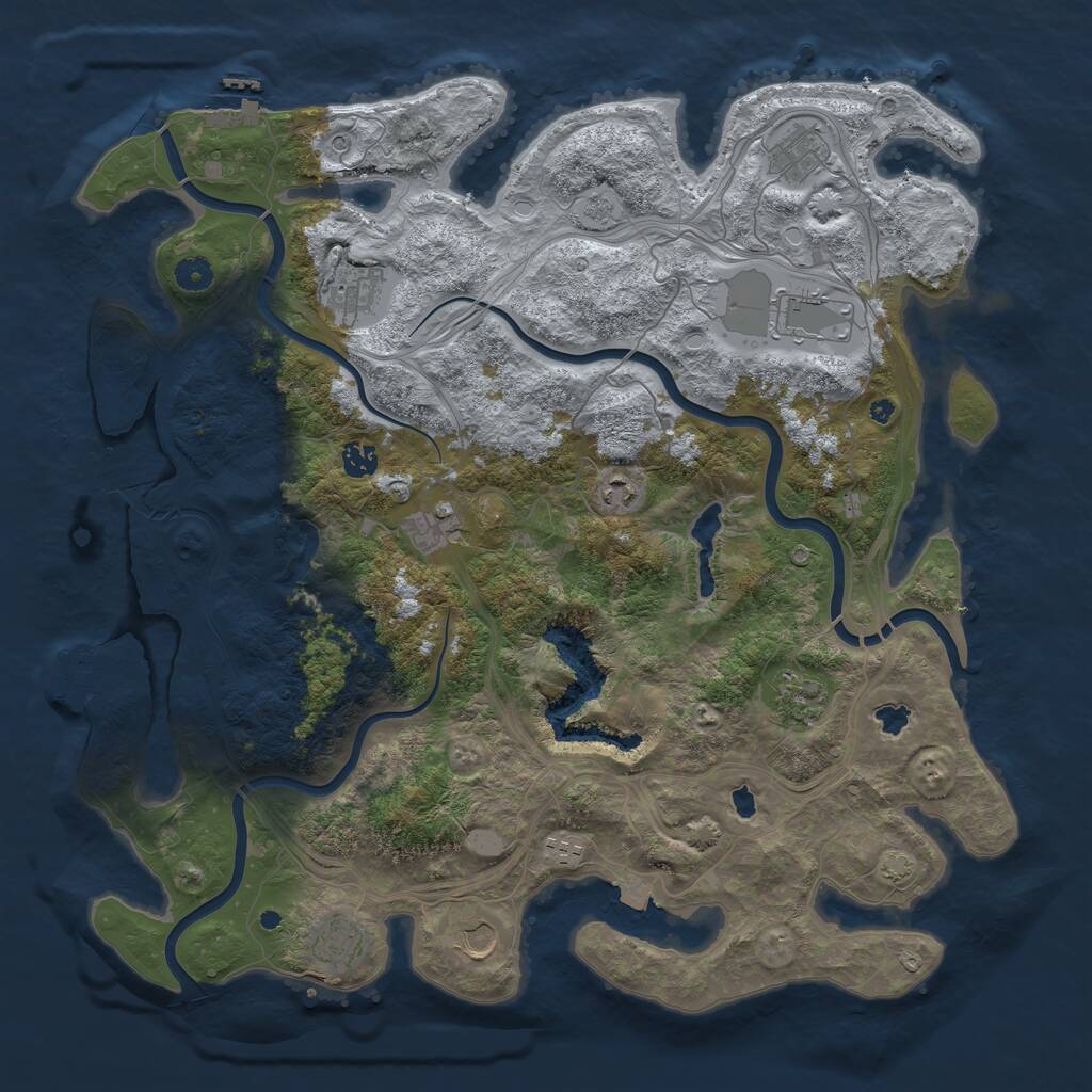 Rust Map: Procedural Map, Size: 4500, Seed: 87545346, 16 Monuments