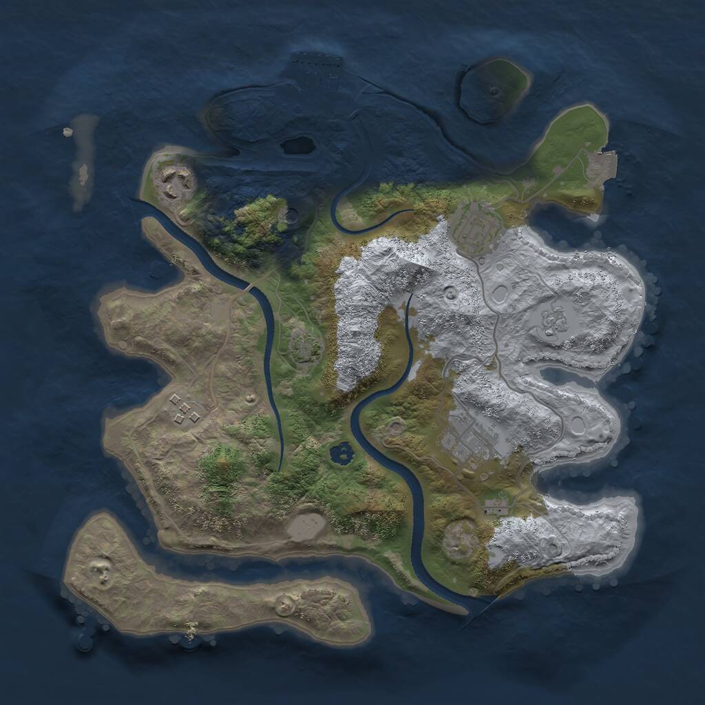 Rust Map: Procedural Map, Size: 3000, Seed: 25329, 9 Monuments
