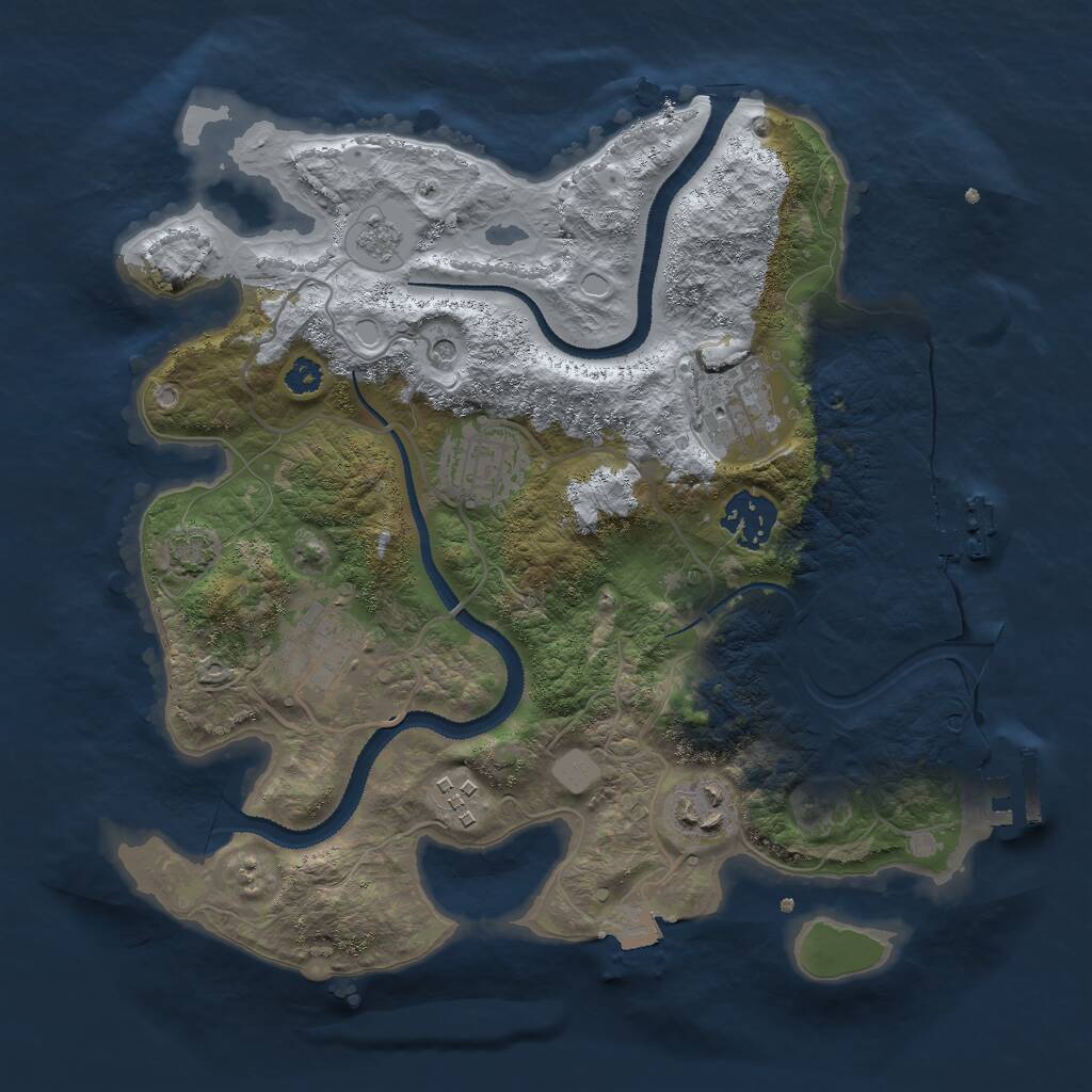 Rust Map: Procedural Map, Size: 3000, Seed: 6332, 12 Monuments