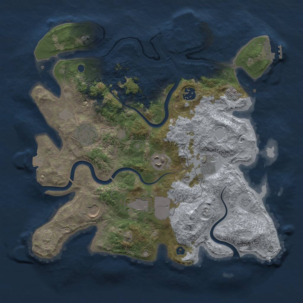 Rust Map: Procedural Map, Size: 3500, Seed: 466132994, 13 Monuments