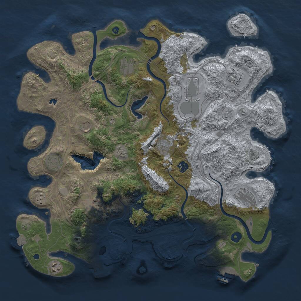Rust Map: Procedural Map, Size: 4250, Seed: 631664071, 17 Monuments
