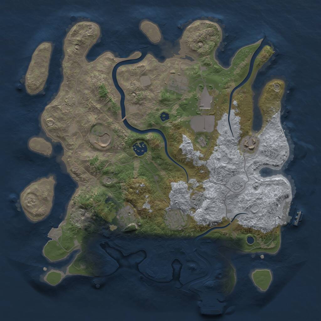 Rust Map: Procedural Map, Size: 3500, Seed: 949135587, 14 Monuments