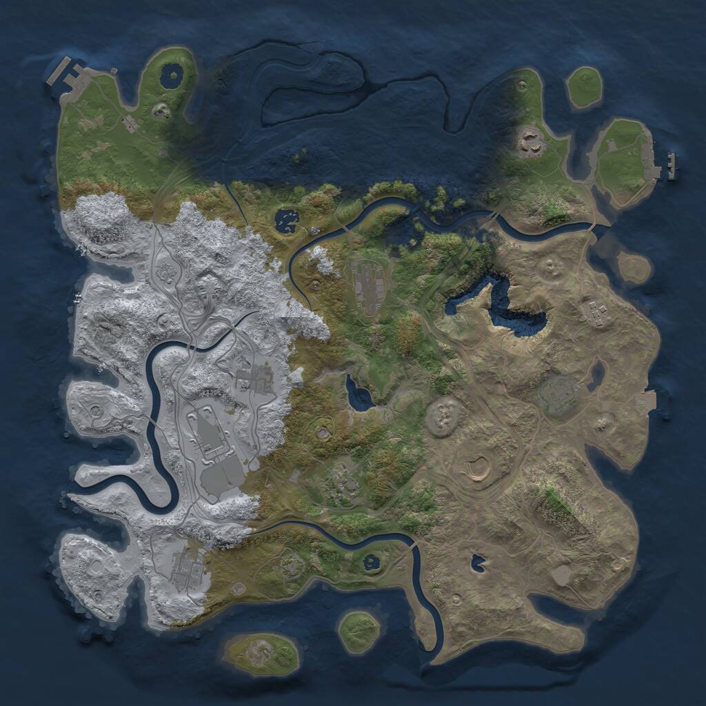 Rust Map: Procedural Map, Size: 4250, Seed: 54714462, 16 Monuments