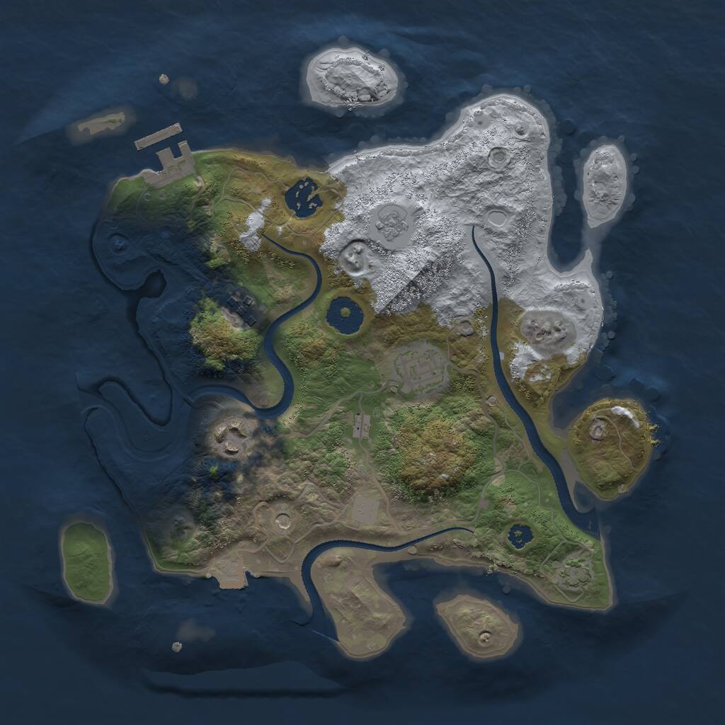 Rust Map: Procedural Map, Size: 3000, Seed: 1877137608, 9 Monuments