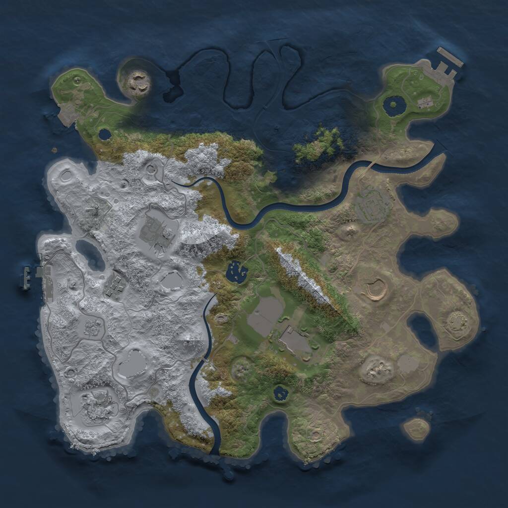 Rust Map: Procedural Map, Size: 3500, Seed: 948489478, 14 Monuments