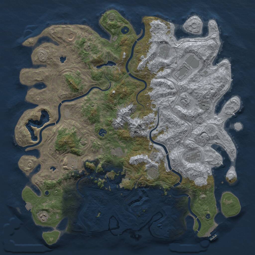 Rust Map: Procedural Map, Size: 5000, Seed: 1939830622, 16 Monuments