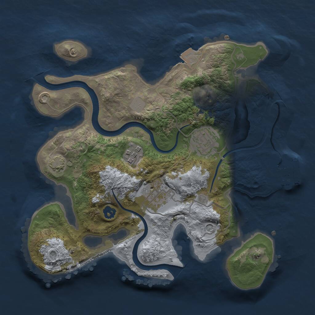 Rust Map: Procedural Map, Size: 2500, Seed: 46091, 7 Monuments