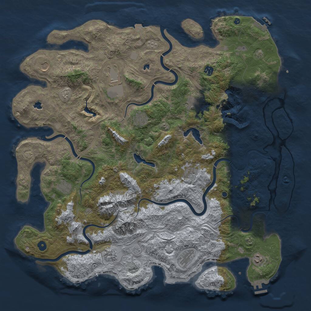 Rust Map: Procedural Map, Size: 5000, Seed: 1336468517, 17 Monuments