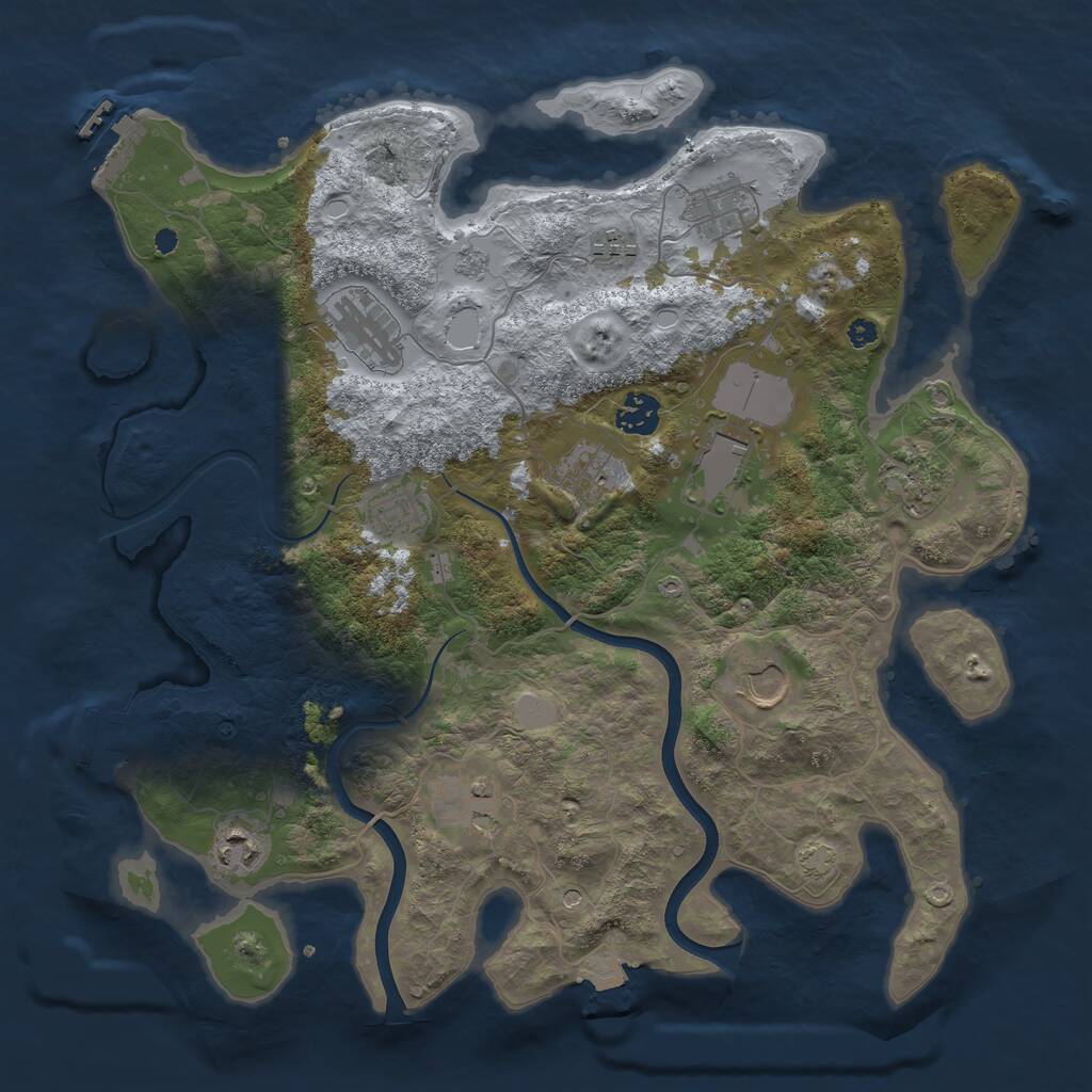 Rust Map: Procedural Map, Size: 3750, Seed: 1584154507, 17 Monuments