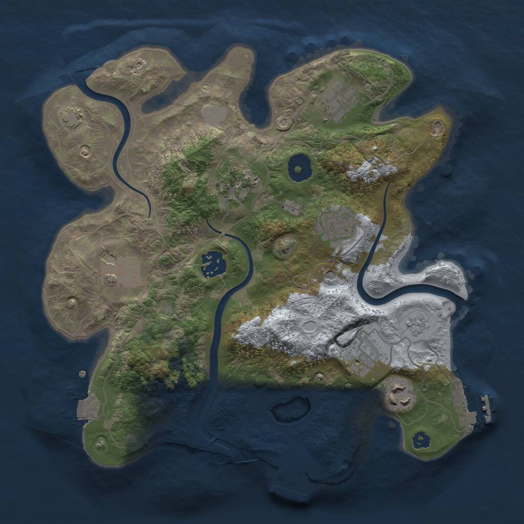 Rust Map: Procedural Map, Size: 3000, Seed: 192462079, 13 Monuments