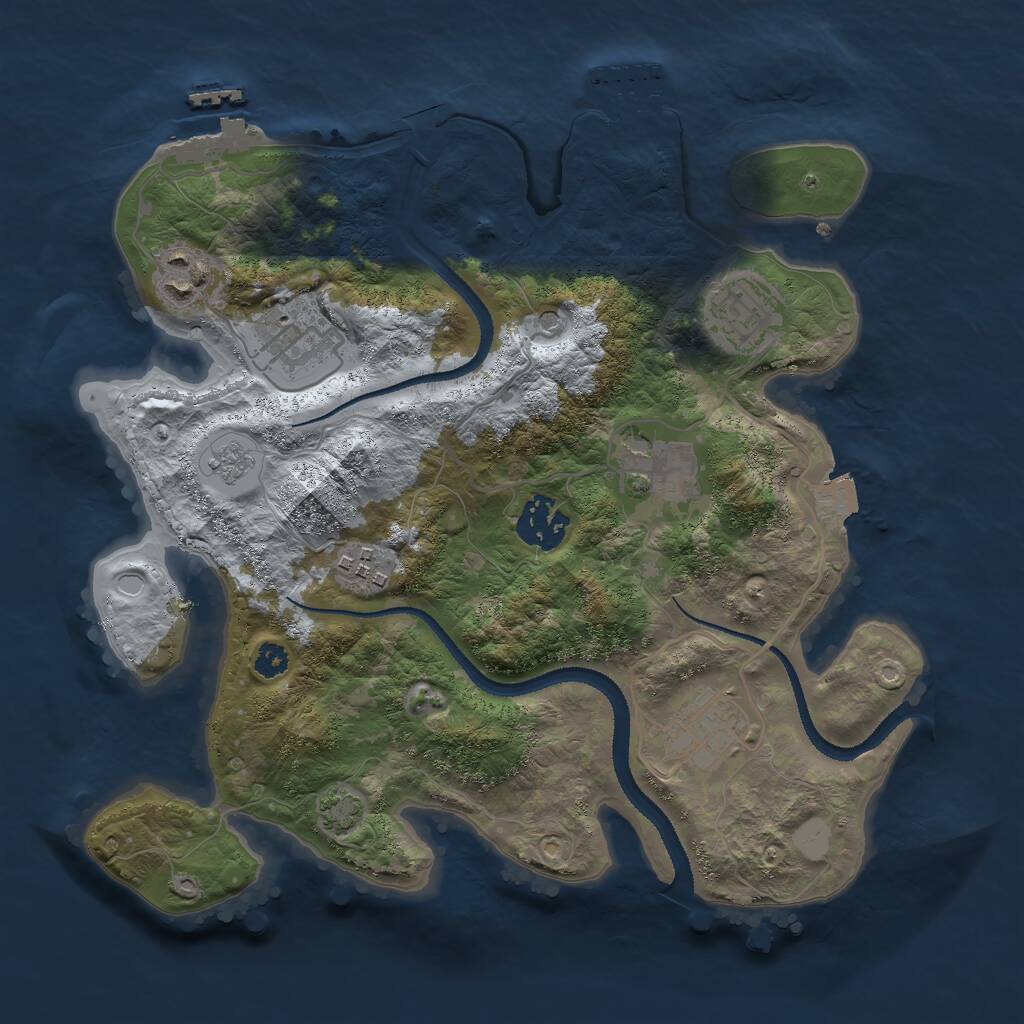 Rust Map: Procedural Map, Size: 3000, Seed: 120916351, 13 Monuments
