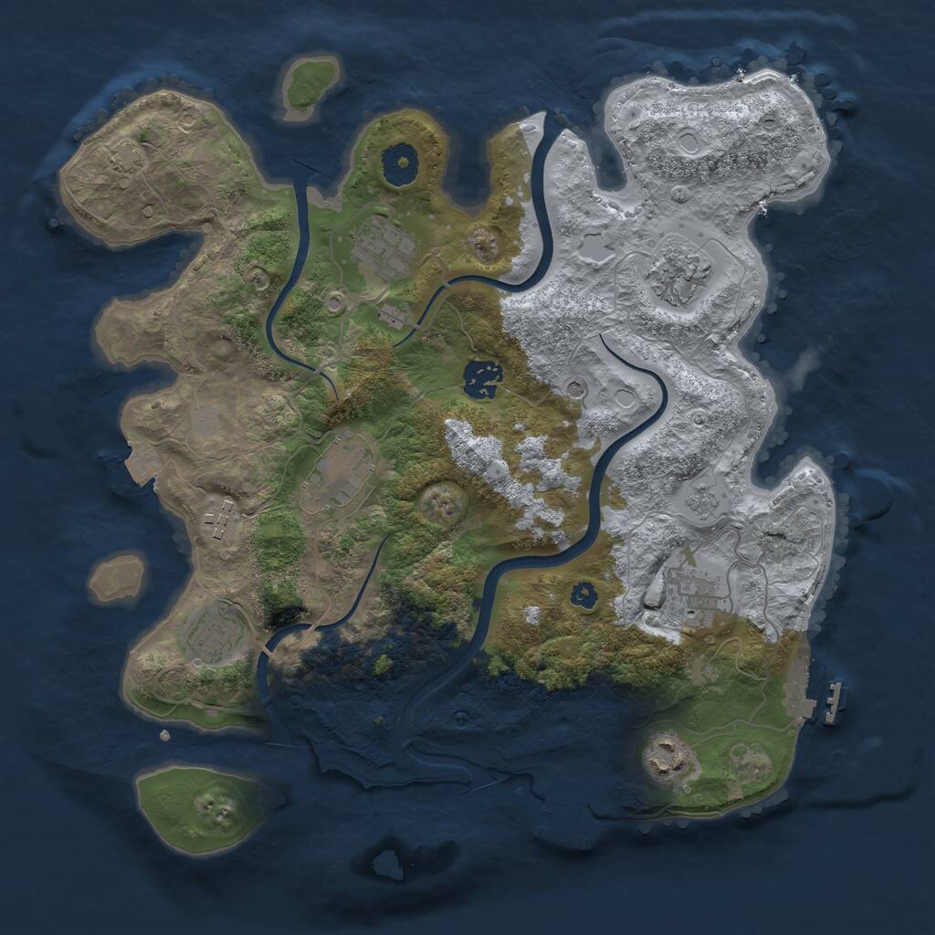 Rust Map: Procedural Map, Size: 3500, Seed: 131489219, 14 Monuments
